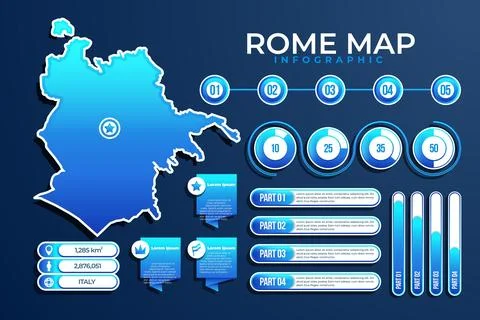 Gradient rome map infographics Stock Illustration