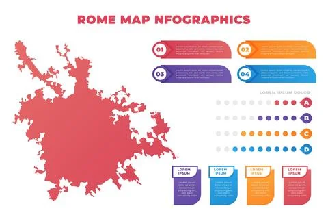 Gradient rome map infographics Stock Illustration