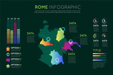Gradient rome map infographics Stock Illustration