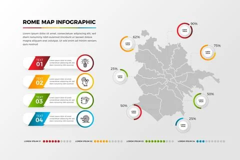 Gradient rome map infographics Stock Illustration