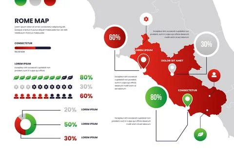 Gradient rome map infographics Stock Illustration