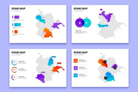 Gradient rome map infographics template Stock Illustration