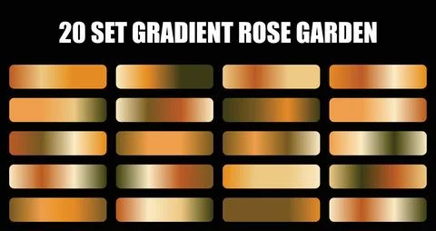 Gradient rose garden set with elegant copper and bronze metallic color palettes Stock Illustration