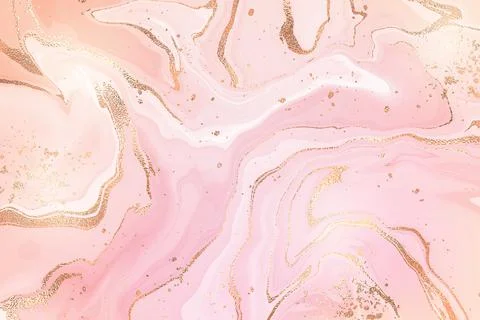 Gradient rose liquid marble or watercolor background with glitter foil textured Stock Illustration