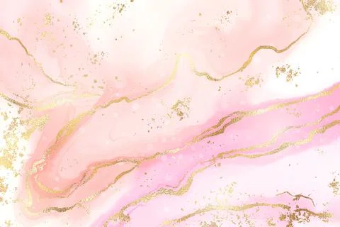 Gradient rose liquid marble or watercolor background with glitter foil textured Stock Illustration