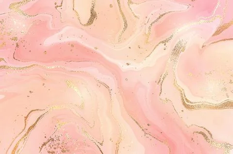 Gradient rose liquid marble or watercolor background with glitter foil textured Stock Illustration