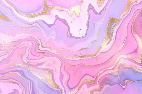 Gradient rose violet liquid marble or watercolor background with glitter foil Stock-Illustration