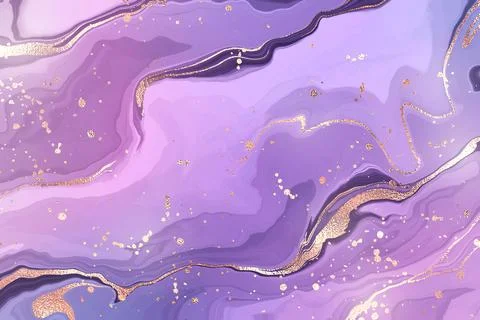 Gradient rose violet liquid marble or watercolor background with glitter foil Stock Illustration