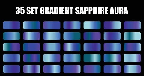 Gradient sapphire aura set of metallic blue and purple color palettes for Stock Illustration