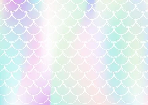 Gradient scale background with holographic mermaid. Stock Illustration