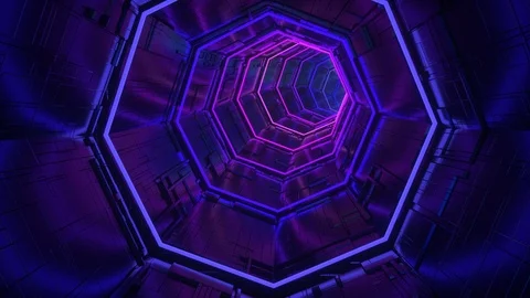 Gradient sci-fi tunnel seamless loop 3d rendering animation Stock Footage 119208316