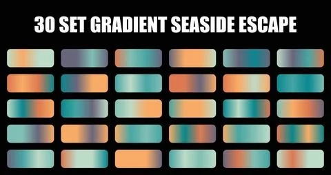 Gradient seaside escape set featuring beach colors soft teal and warm orange Stock Illustration