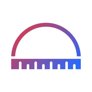 Gradient Semicircle Ruler Icon Vector Illustration Stock Illustration