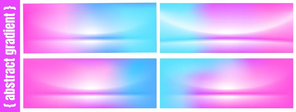 Gradient set of four neon studio backgrounds. Soft gradation mixes cyan and Stock Illustration