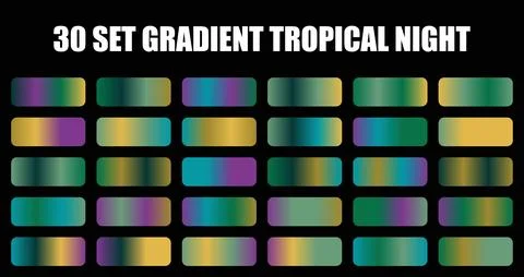 Gradient set tropical night with color palettes for design projects featuring Stock Illustration