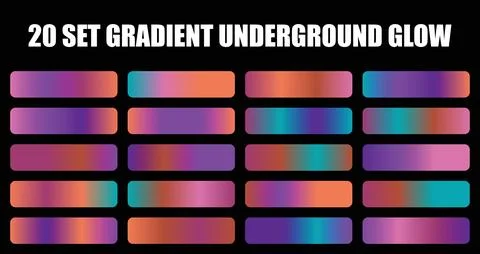 Gradient set underground glow vibrant neon colors artistic digital design Ilustração Stock