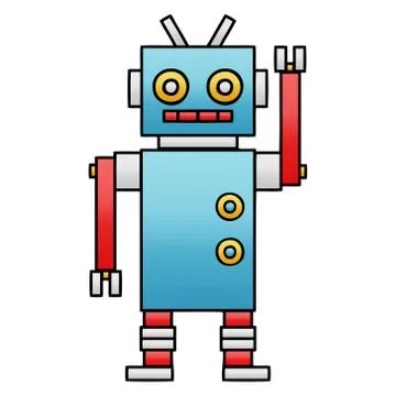 Gradient shaded cartoon dancing robot Stock Illustration