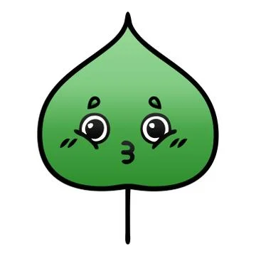 Gradient shaded cartoon expressional leaf Illustrazione stock