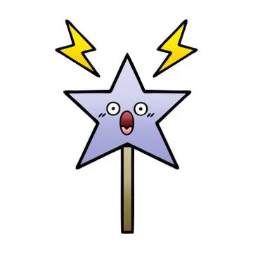 Gradient shaded cartoon magic wand Stock Illustration