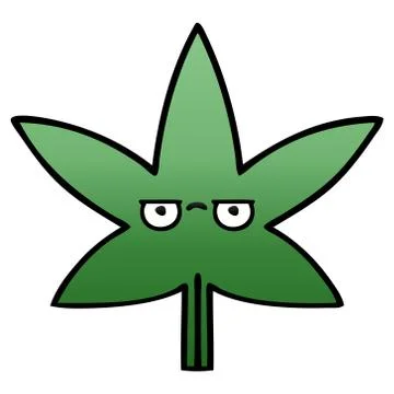 Gradient shaded cartoon marijuana leaf Illustrazione stock