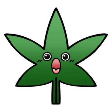 Gradient shaded cartoon marijuana leaf Illustrazione stock