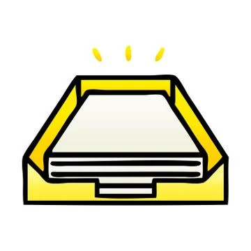 Gradient shaded cartoon paper stack in tray Illustrazione stock
