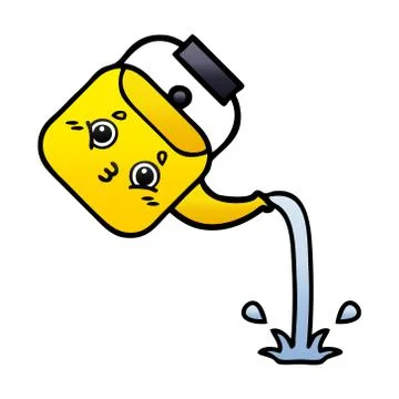 Gradient shaded cartoon pouring kettle Stock Illustration