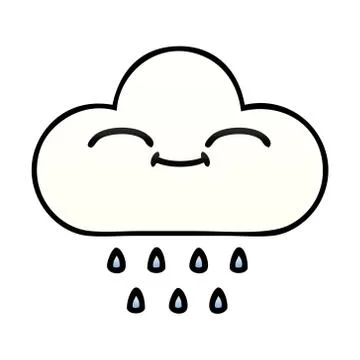 Gradient shaded cartoon rain cloud Stock Illustration