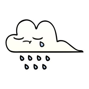 Gradient shaded cartoon rain cloud 스톡 일러스트
