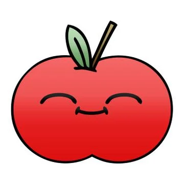 Gradient shaded cartoon red apple 스톡 일러스트