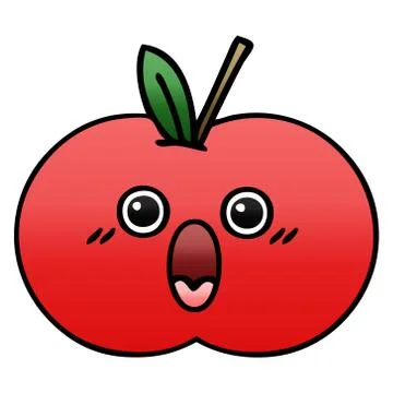Gradient shaded cartoon red apple 스톡 일러스트