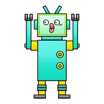 Gradient shaded cartoon robot Stock Illustration