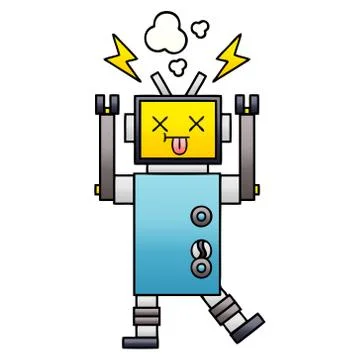 Gradient shaded cartoon robot malfunction Stock Illustration