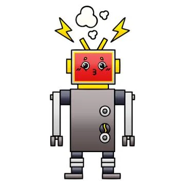 Gradient shaded cartoon robot malfunction Stock Illustration