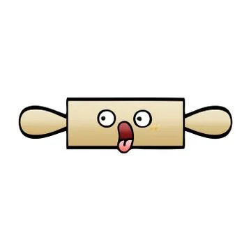 Gradient shaded cartoon rolling pin Stock Illustration