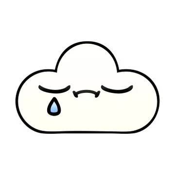 Gradient shaded cartoon sad cloud Stock Illustration