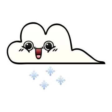 Gradient shaded cartoon snow cloud Illustrazione stock