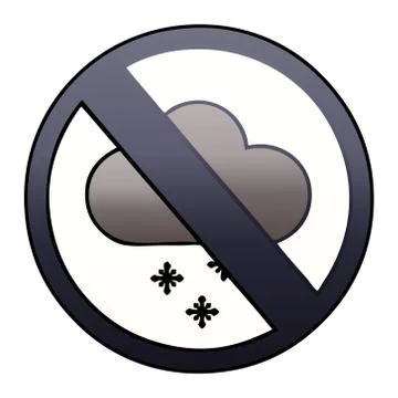 Gradient shaded cartoon snow cloud warning sign Stock Illustration