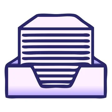 Gradient shaded cartoon of a stack of office papers in bright neon color Illustrazione stock