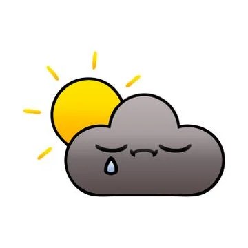 Gradient shaded cartoon storm cloud and sun Illustrazione stock