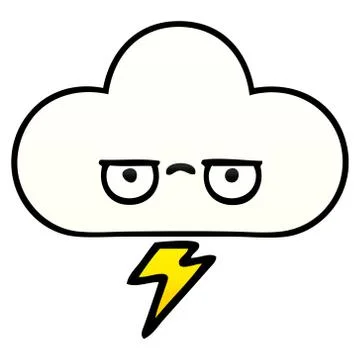 Gradient shaded cartoon storm cloud Stock Illustration