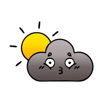 Gradient shaded cartoon storm cloud and sun Illustrazione stock