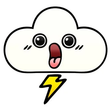 Gradient shaded cartoon storm cloud Stock Illustration