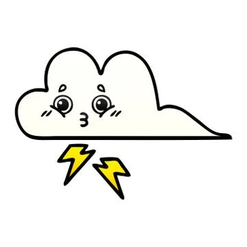 Gradient shaded cartoon storm cloud Stock Illustration