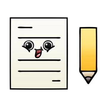 Gradient shaded cartoon test paper Illustrazione stock