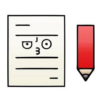 Gradient shaded cartoon test paper Illustrazione stock