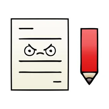 Gradient shaded cartoon test paper Illustrazione stock