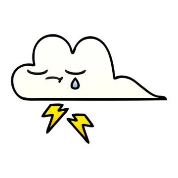 Gradient shaded cartoon thunder cloud Stock Illustration