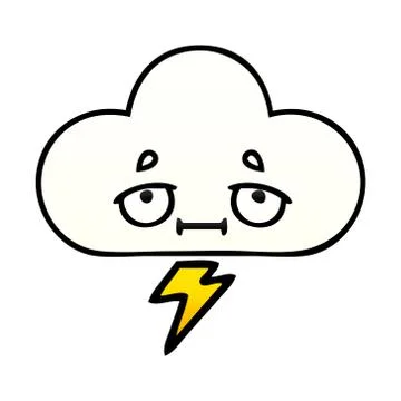 Gradient shaded cartoon thunder cloud Illustrazione stock