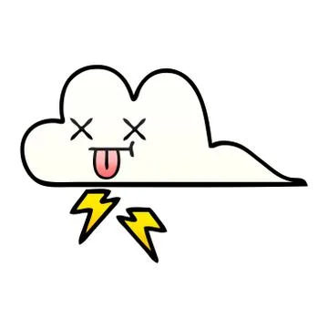 Gradient shaded cartoon thunder cloud Illustrazione stock